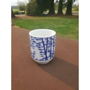Bamboo Asian Tea Cup 3" Excellent Blue White Excellent Condition